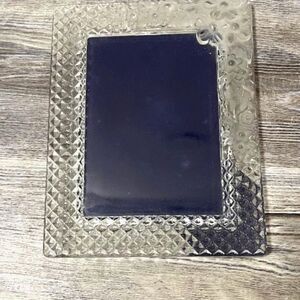 Clear Pressed Glass 5"x 7" Frame w/3D Frosted Floral Textured Shabby Chic Style